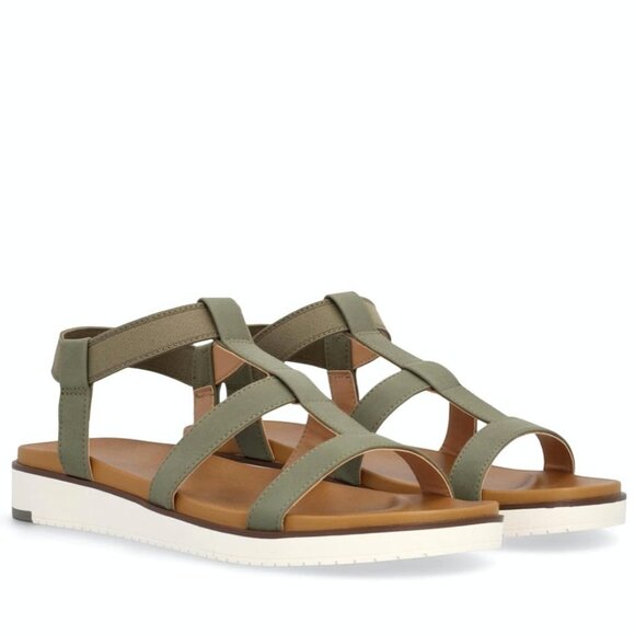 VIOLET & RED Tyree Women's 9 Green Gladiator Faux Leather Flat Sandal Vacay NEW - Picture 1 of 9